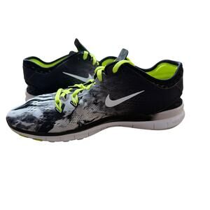 Women's Nike FREE TR FIT 5 Black & Yellow Marble Running Shoes Size 9.5 9 1/2